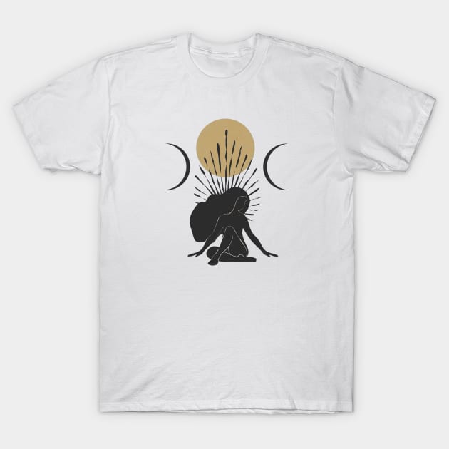 Sun Leaf Goddess T-Shirt by studioaartanddesign